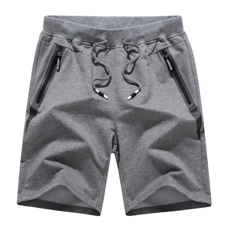 Man's Cotton Joggers Casual Training Shorts Running Shorts With Zipper Pockets Losse Leg Bottom Activewear